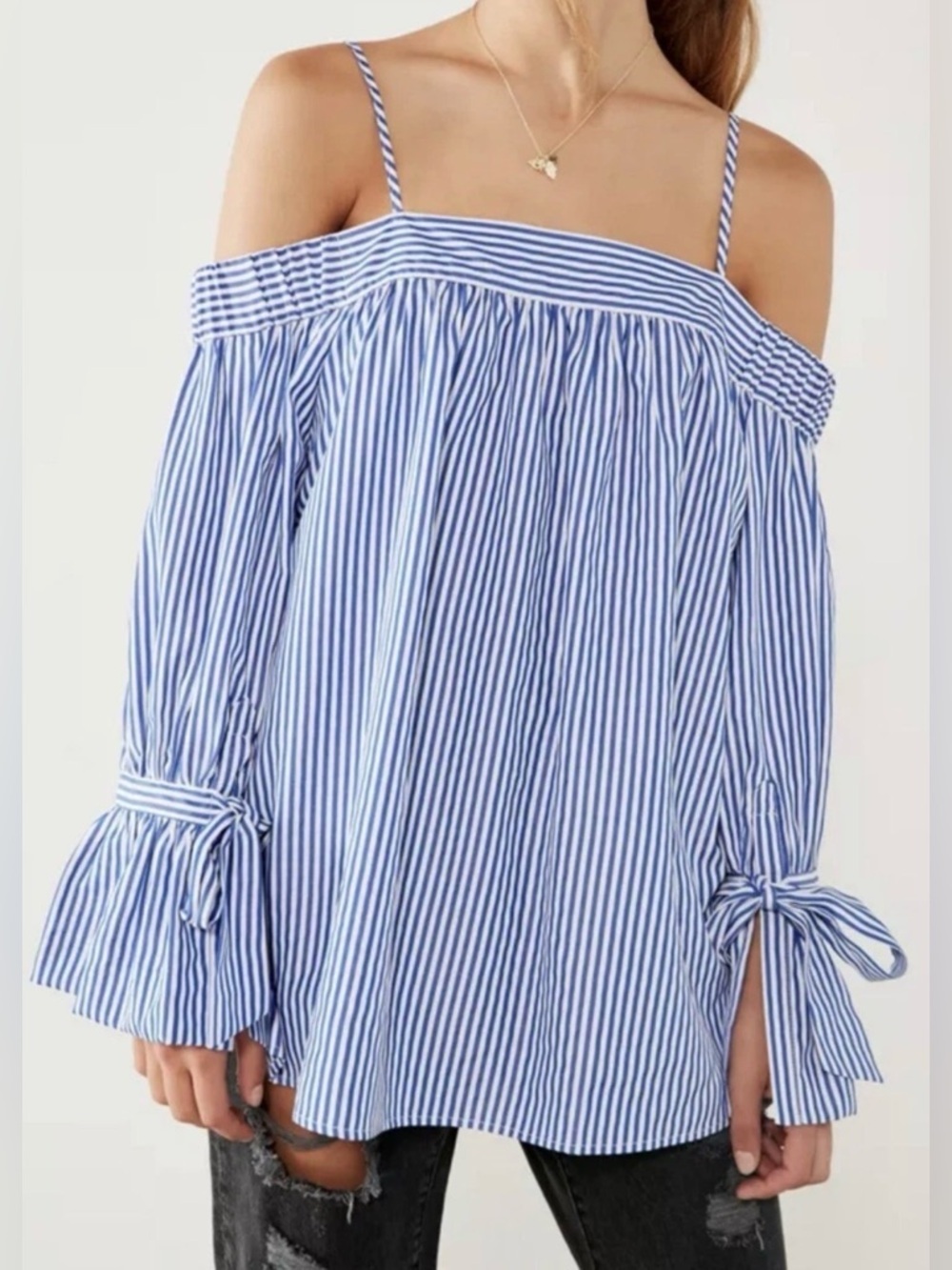 Kimchi Blue striped off the shoulder top, small